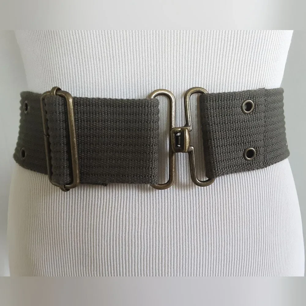 Military Style Army Green | Brass Buckle Tactical Pistol Belt Sz M